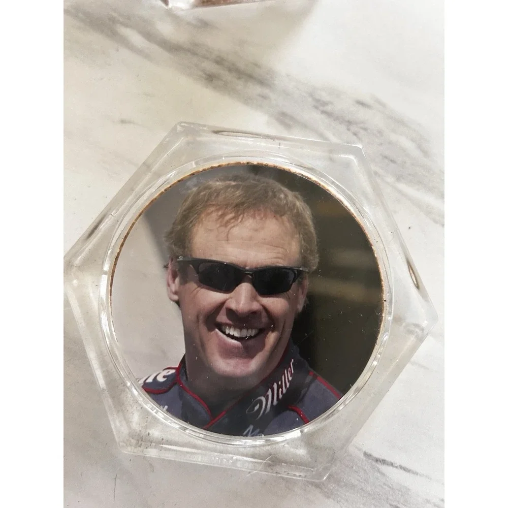 Vintage Photo Coasters Rusty Wallace Nascar 2005 Set of 4 Clear Acrylic BxA